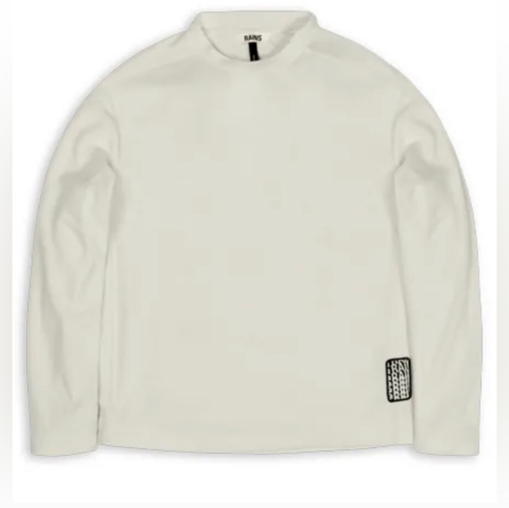 NWT RAINS Water Resistant Crewneck Fleece Sweatshirt Fossil Off-White Unisex S